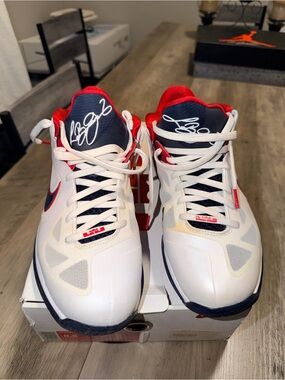 Nike LeBron 9 Low USA Olympic 2012 White Obsidian Red Men’s 8.5 OG Box